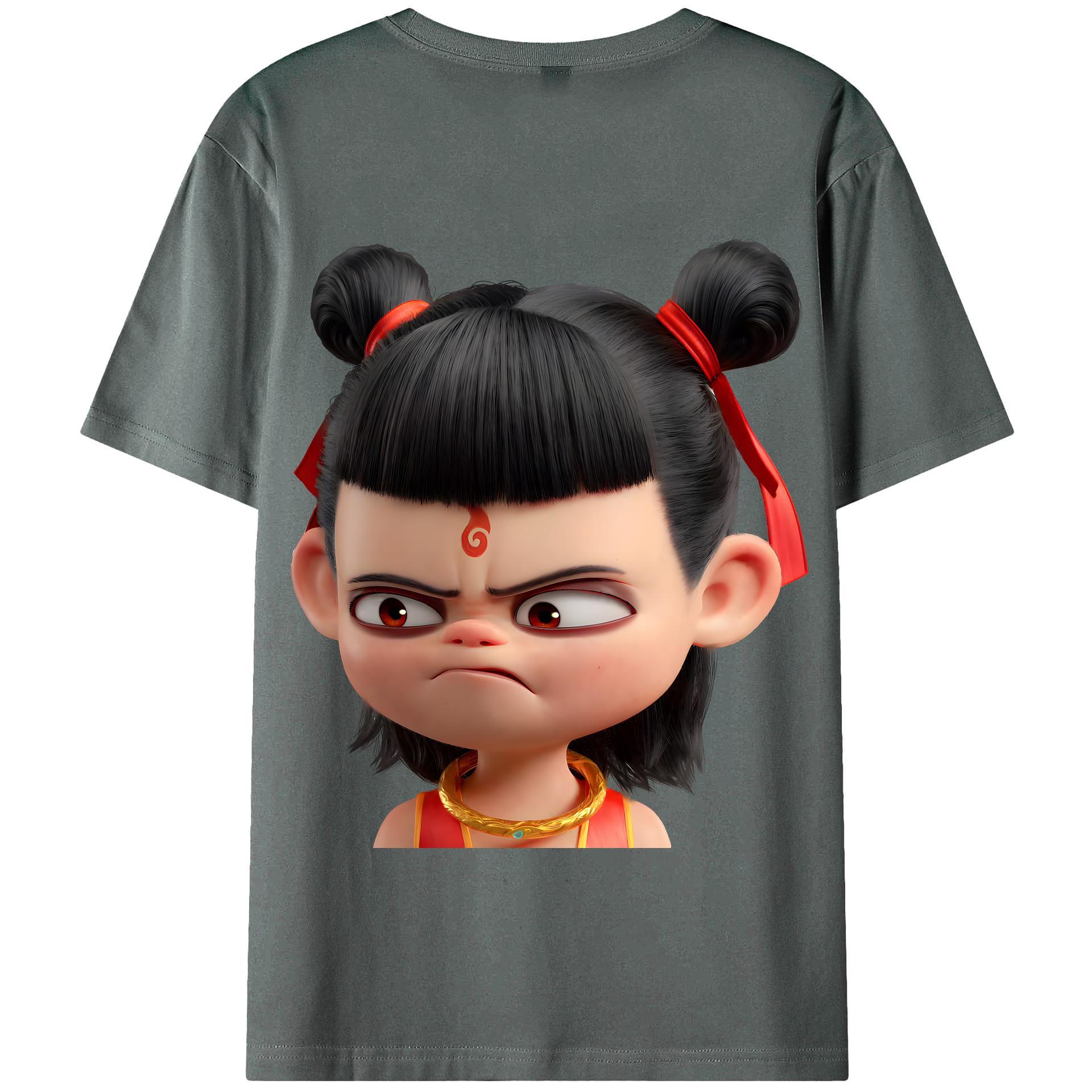 （画像用） Ne Zha 2 ナタ 魔童の大暴れ 綿100％半袖Tシャツ（背面プリント）